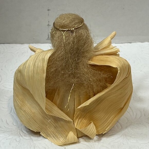 Nan’s 1992 Corn Husk Nativity Christmas Angel w/Halo Figure Tree Ornament 4" - Picture 4 of 8